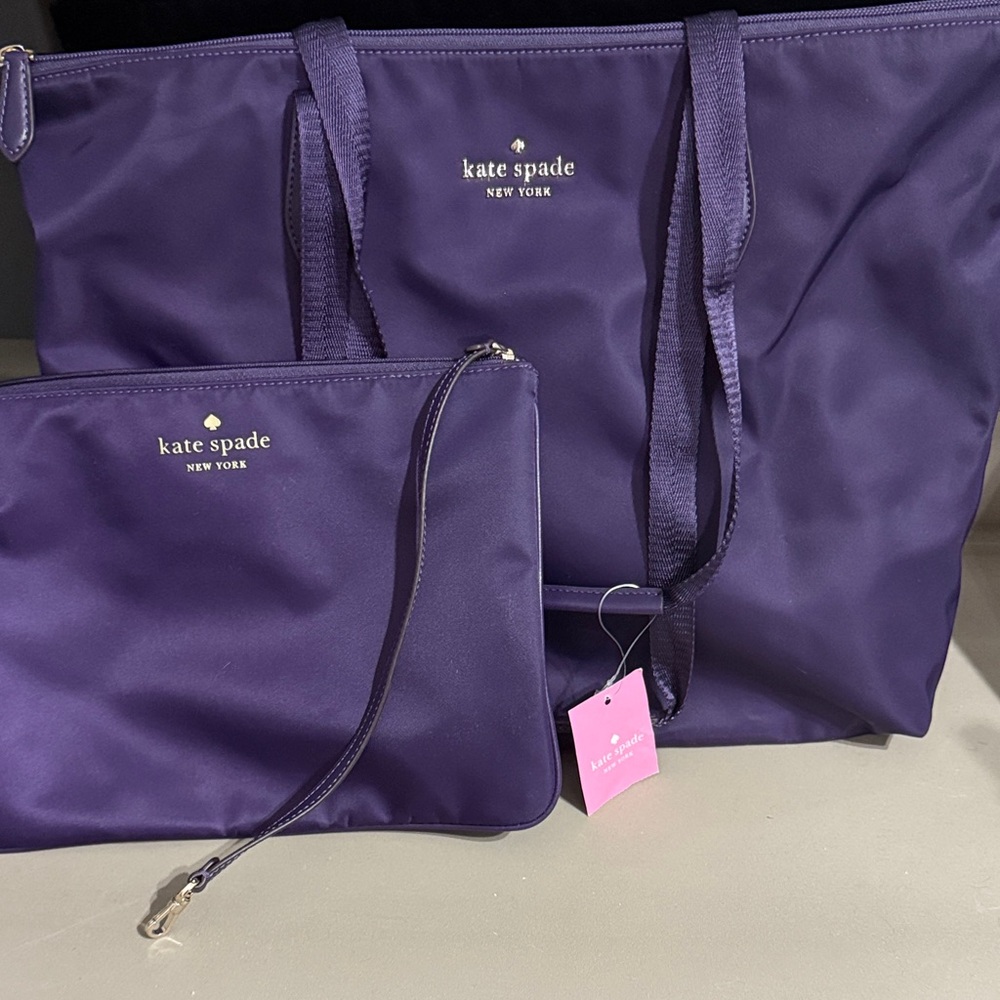 Kate Spade Deep Purple Tote and Pouch
